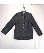 Coldwater Creek Black Linen Cotton Peacoat Jacket Women&#39;s 16 Snap Close ... - $547.56 MXN