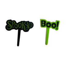 Halloween Boo &amp; Spooky Green Black Cupcake Cake Toppers Decorations - £1.52 GBP