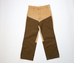 Vintage 70s Streetwear Mens 34x29 Distressed Canvas Field Brush Pants Br... - £62.24 GBP