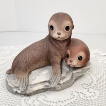 Vintage HOMCO Masterpiece Porcelain Home Interior &quot;Baby Seal Pups&quot; FIGURINE 1981 - £11.56 GBP