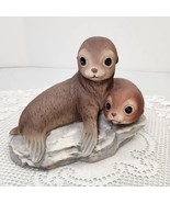 Vintage HOMCO Masterpiece Porcelain Home Interior &quot;Baby Seal Pups&quot; FIGUR... - $14.50