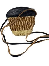 Artisan Made Jute and Leather Small Crossbody Bag Black &amp; Brown - $353.97 MXN