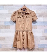 POLO Ralph Lauren Safari Skater Shirt Dress Tan Twill Cotton Casual Girl... - $29.69