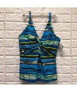 Bikini Bay SIFO cup size tankini top size 38 blue silver swim top - $648.03 MXN