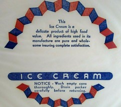 Ice Cream Wrapper Blue Red Label Original Circa 1940&#39;s NOS Unused Old Stock - £21.17 GBP