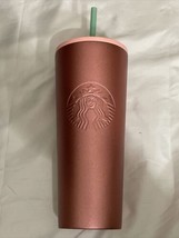 New Starbucks 2020 Holiday Season Green Straw Gradient Pink Cold Cup  (24 OZ) - £28.27 GBP