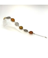 Vintage Signed 925 Multi Colored Amber and Round Floral Celtic Link Brac... - $138.60