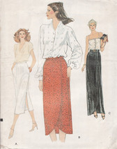 Vtg Vogue Side Slit Straight Or Front Wrap Skirt Tulip Hem Sew Pattern Size 16 - $9.99