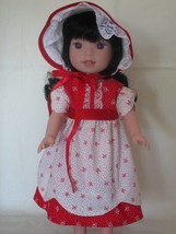 Red and White Regency Dress and Bonnet to fit 14 inch AG Wellie Wisher Dolls - £19.62 GBP