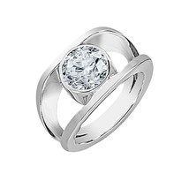 Gorgeous Solitaire Diamond Ring 18K White Gold Over Wedding Band Men&#39;s Ring 1 Ct - £109.97 GBP