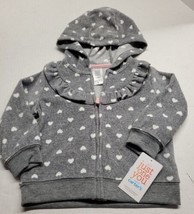 New Just One You by Carter's Baby Girl Gray Hearts Hoodie Size 12M/white 2T tee - $9.89