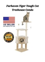 Furhaven Tiger Tough Cat Tree Platform House Playground, Toys, Condo 46.5&quot;x16.6&quot; - £45.57 GBP