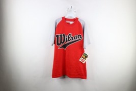Deadstock Vintage 90s Wilson Mens Large Spell Out Script Baseball T-Shirt Red - $54.40
