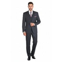 Men Suit ADOLFO 3Pc 100% Soft Wool Vested Business Formal 2 Button 1608 Charcoal image 2