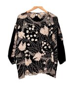 Vintage Womens Blouse Size 3X Black White Cutwork Rayon 3/4 Sleeves Flaws - €16,15 EUR