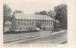 Peterborough New Hampshire~Town LIBRARY-FIRST Free Public library~1900s Postcard - £5.81 GBP