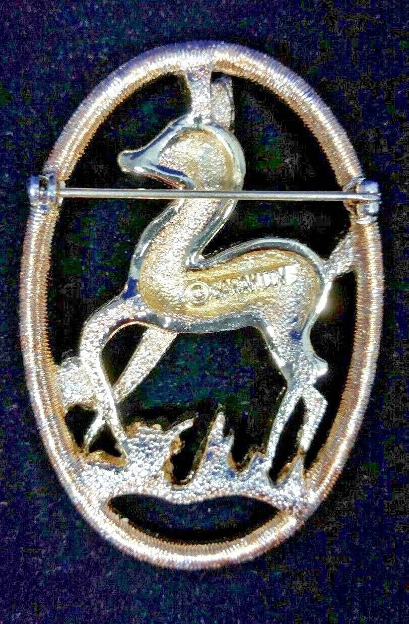 Vintage Signed Designer Sarah Coventry Gold Tone Little Doe Brooch Pin 2 1/4" Item image 2