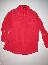 Womens New 8 P Ann Taylor Silk Blouse Top Beautiful Button Work Red 8P Petite  - £62.63 GBP