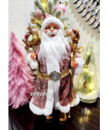 Windy Hill Christmas Pink Shabby Chic Santa Claus Doll Figurine Figure Decor 18" - $59.39