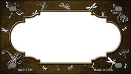 Brown White Dragonfly Scallop Oil Rubbed Novelty Mini Metal License Plate Tag - £11.90 GBP