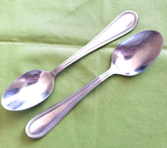 Hampton Silversmiths Stainless 2 Soup Spoons Unknown Pattern 7 5/8&quot; Bead... - $6.92