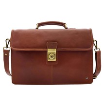 DR331 Men&#39;s Leather Slimline Briefcase Business Bag Brown - £124.88 GBP