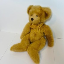 Russ Berrie Pennington Plush Bear 18&quot; Honey Gold Stuffed Animal Bow Tie #259 - £13.56 GBP