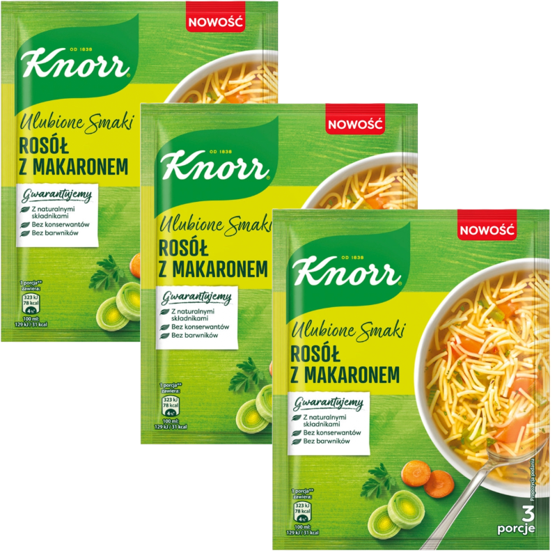 KNORR instant Polish Chicken Noodle soup ( Rosol)  -3 pack- FREE SHIPPING - $10.88
