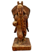 Vtg Hand Carved Wood Man Statue with Pack 8 1/4 Inch Tall Capt Park JK F... - £43.50 GBP