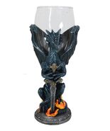 Fantasy Netherworld Fire Dragon Excalibur Blade Sword Glass Wine Goblet ... - $43.19 CAD