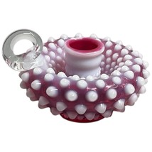 Vintage Fenton Art Glass Cranberry Hobnail Opalescent Chamberstick Candl... - $570.20 MXN