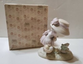 Precious Moments 1990 Hoppy Easter Friend 521906 Girl with Basket and Frog  - £22.15 GBP
