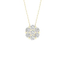 10K Yellow Gold 0.33Ct TDW Diamond Composite Flower Burst Pendant Necklace - £224.53 GBP