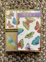 Caspari Bridge Card Game Jeweled Butterflies Gift Set Jumbo w/2 Score Pads New - $15.00