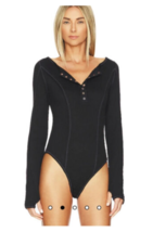 Free People Sloane Long Sleeve Bodysuit Black Size Medium MSRP $58 2352-56 - $30.48