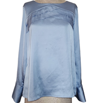 Light Blue Satin Long Sleeve Blouse Size Small - £27.69 GBP