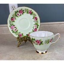 Colclough Bone China Pink &amp; White Rose Wreath On A Pale Green Tea Cup An... - $16.82