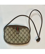 GUCCI Vintage Crossbody Bag Shoulder Sling Sherry GG PVC Brown Authentic... - $272.83