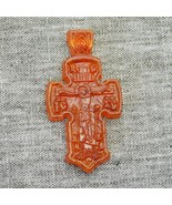 Orthodox cross made of amber, crucifixion Jesus - £20.66 GBP