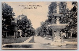 Indianapolis IN Indiana Fountains In Woodruff Place Glitter Postcard V30 - £7.15 GBP