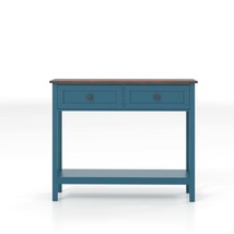Farmhouse Blue Console Table: 2 Drawers, Storage Shelf - $114.99