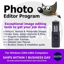 Photo Editing Program GIMP Windows Latest Retouch Restore Photos BONUS Brushes - £9.50 GBP