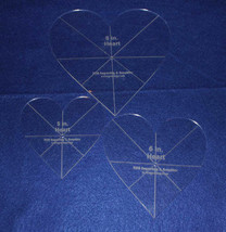 Laser Cut Quilt Templates - 1/8&quot; Acrylic-5,6,8 - 3 piece Heart Set w/guidelines - £24.82 GBP