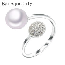 BaroqueOnly 2021 Fashion Jewelry 8-9mm freshwater pearl ring for women wedding   - £8.84 GBP