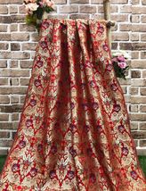 India Brocade Red and Gold Jacquard Fabric, Wedding Dress Fabric - NF191 - £16.09 GBP+