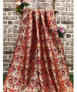 India Brocade Red and Gold Jacquard Fabric, Wedding Dress Fabric - NF191 - £16.11 GBP+