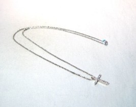 14K White Gold Ladies Diamond Cross Necklace K772 - £329.64 GBP