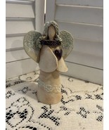 Pottery angel holding heart studio signed Olivia D Dowdy rustic North Ca... - $57.42