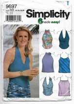 Simplicity 9697 Women Halter Tops, Six (6) made Easy, Sizes Plus 14 16 18 20 - $15.00