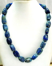 vintage natural lapis gemstone faceted tumbled beads necklace ECL india - $137.61